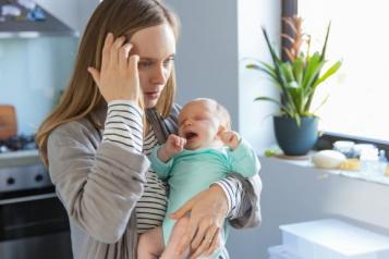 Woman with crying baby