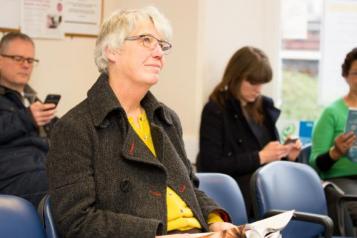 Woman sitting in waiting room